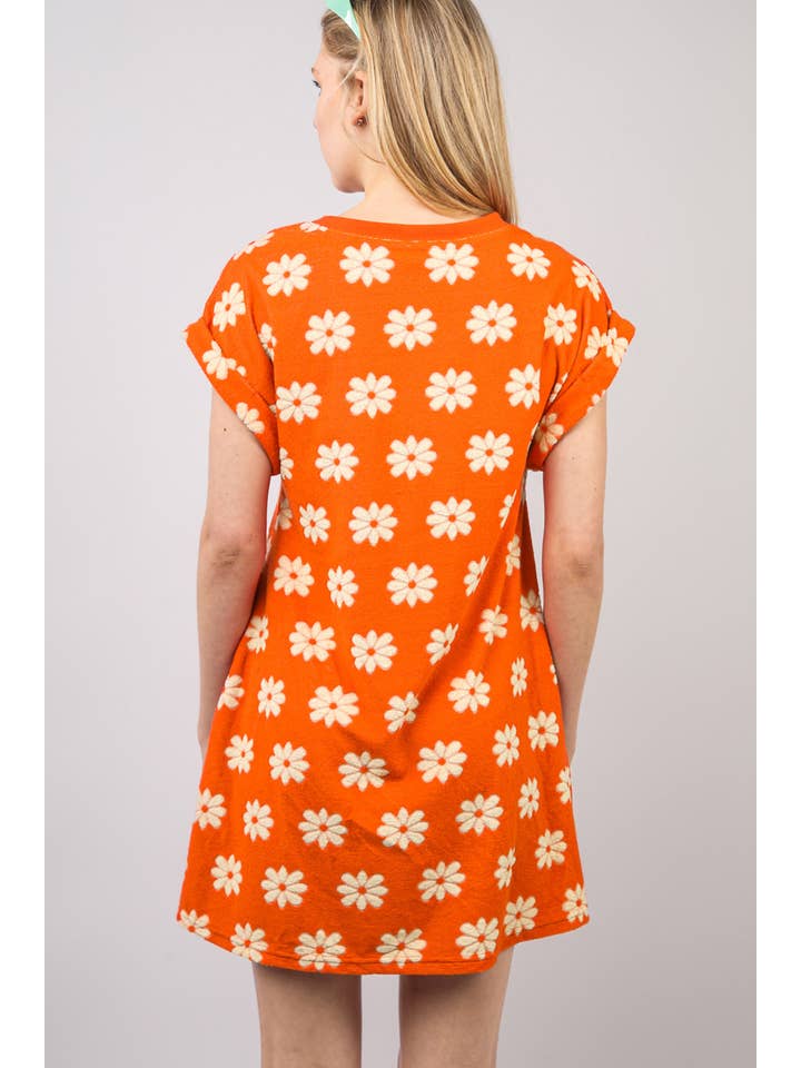 Vert ND31333-Mini-robe florale en tricot éponge français en vente sur Faire5
