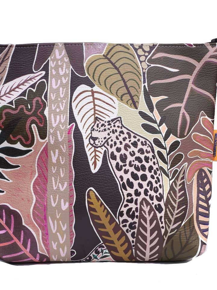 Moody pink panther cosmetic bag for wholesale by Lousurfacepattern