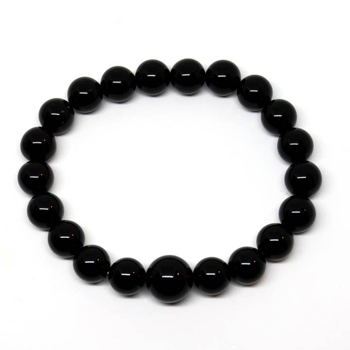 Large Size Black Obsidian Beaded Bracelet Wrist Mala 10mm for wholesale by Namu Baru Inc.