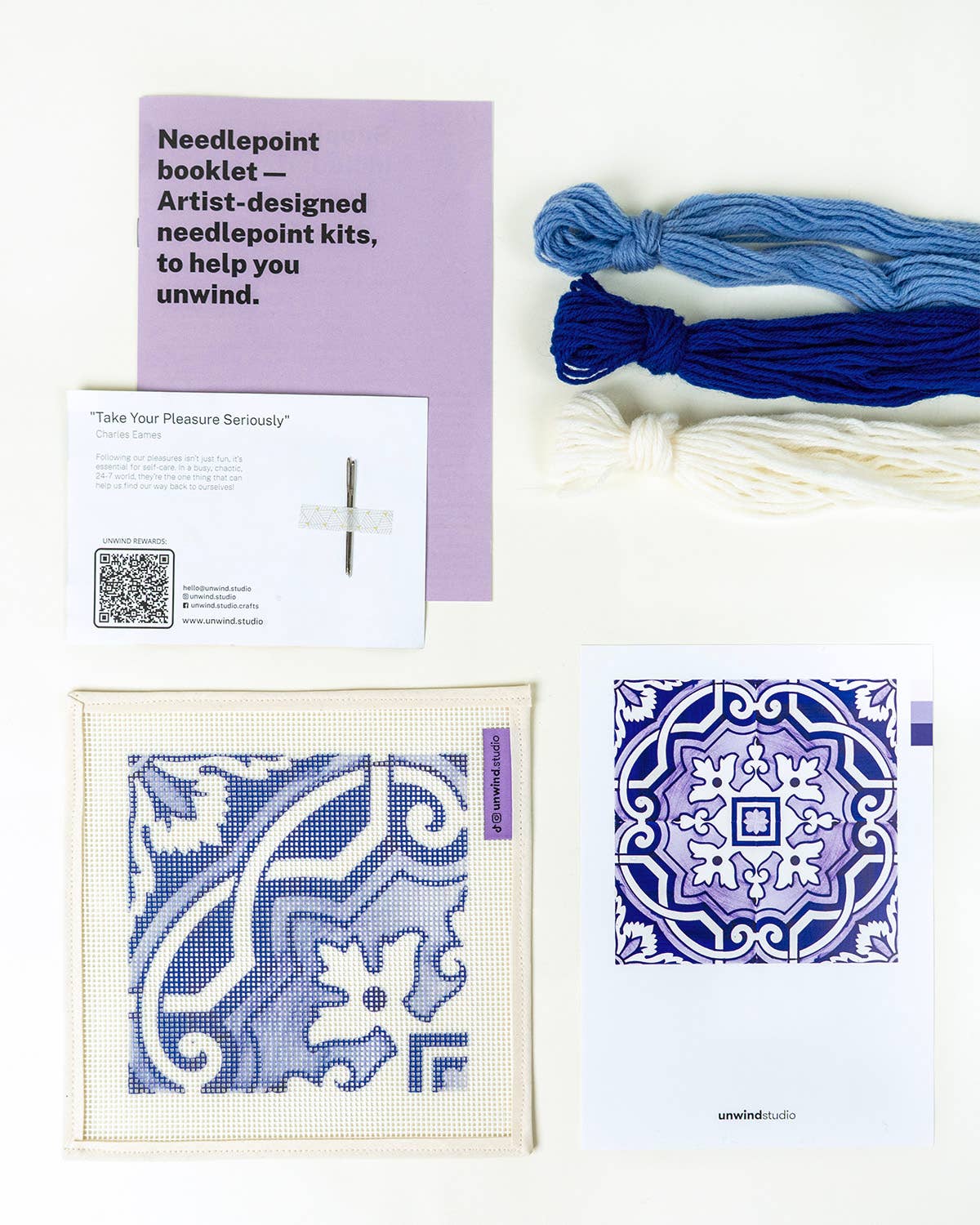 Unwind Studio - Wholesale DIY Craft Kit - Portuguese Tile Needlepoint Kit: Fontainhas4