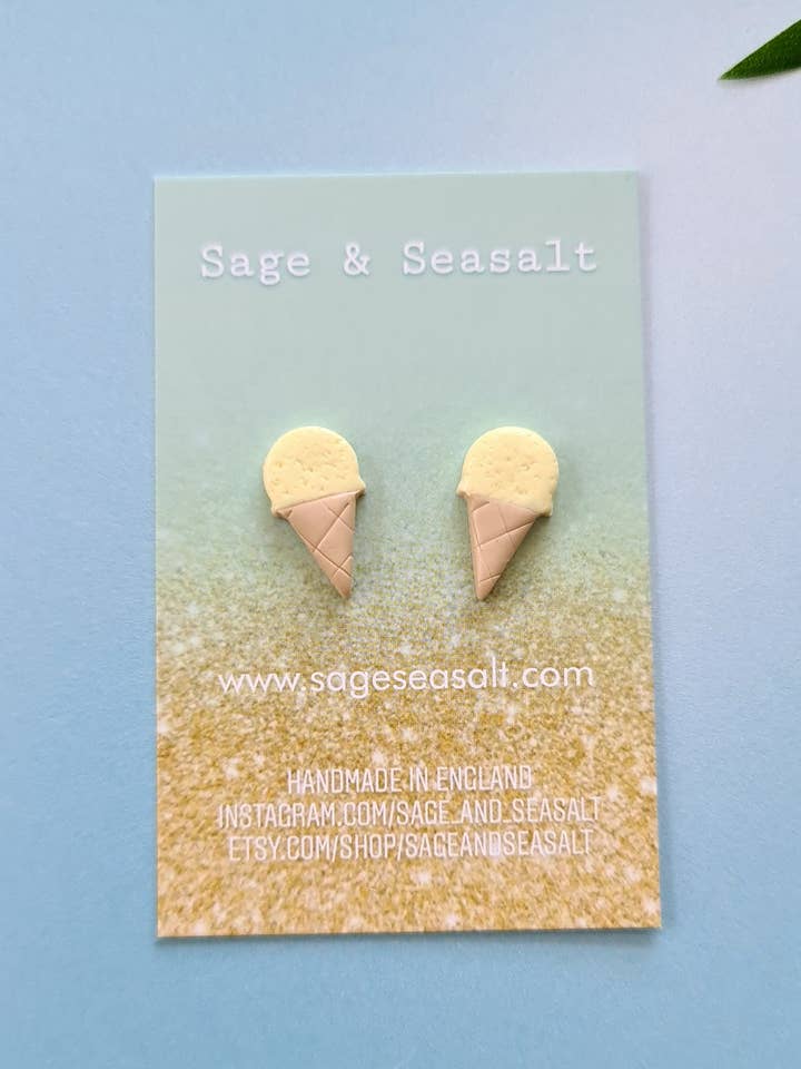 Vanille gul is kegle Stud Øreringe Sterling sølv for engroshandel hos Sage & Seasalt