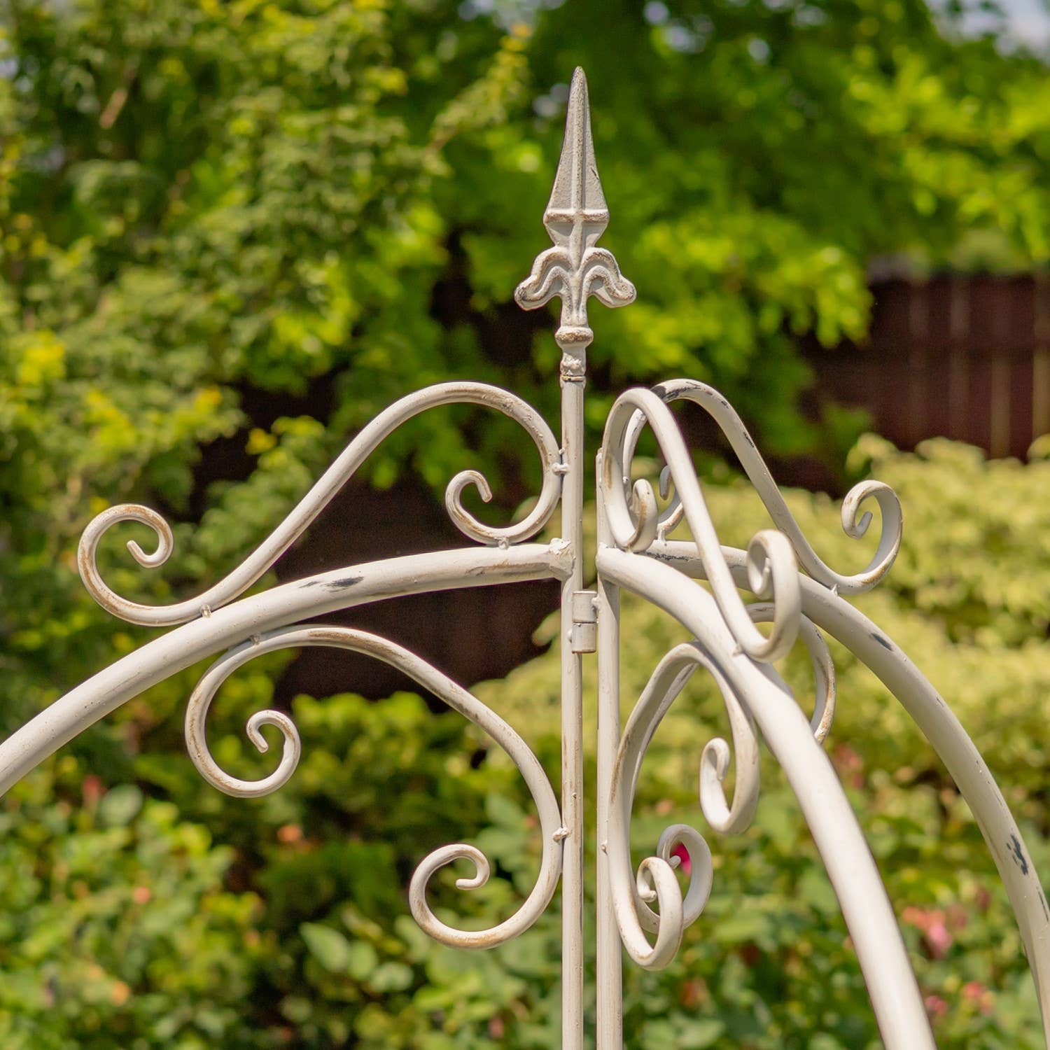 Zaer Ltd. International - Wholesale Trellis - Three Wall Iron Trellis with Fleur-de-lis "Paris 1968" -7.7'9