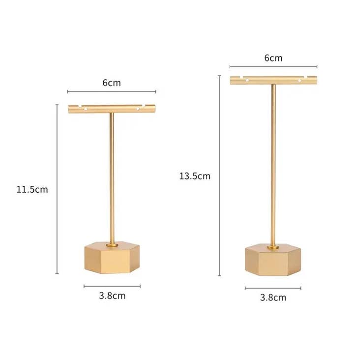 Treisi - Wholesale Jewelry Stand & Display - Metal Earring Display Stand, Gold T-bar Earring Holder2