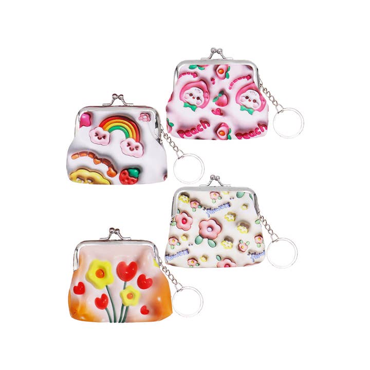 Cap Zone - Wholesale Coin Purse - Women's - Fruity Flower Kiss-Lock Coin Purse Bag