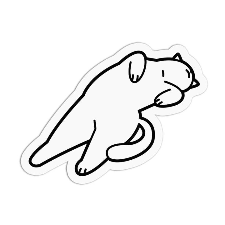 Lazy Belly Rub White Cat Textured Stickers for wholesale by the stkr store