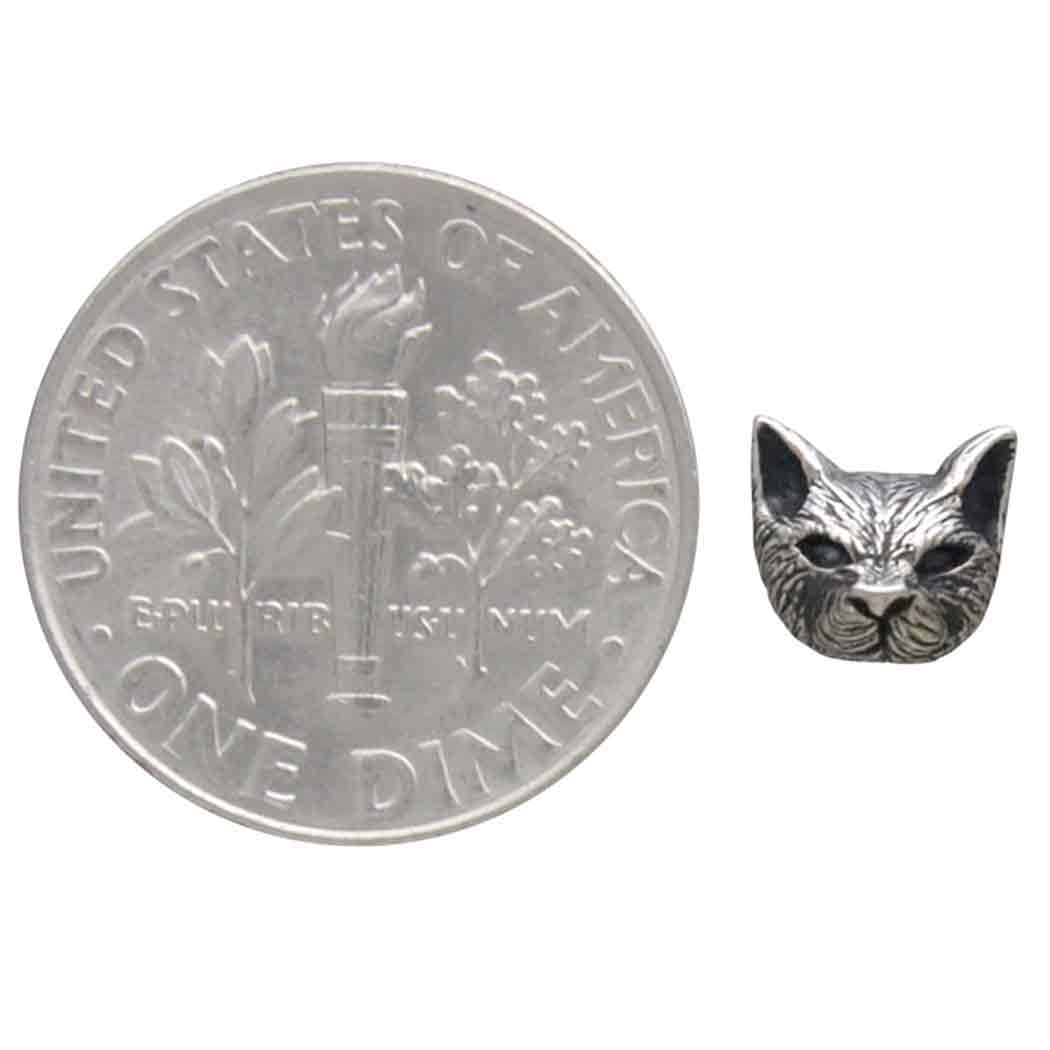 Nina Designs – Brincos de pino por atacado – Brincos 3D em Prata de 1ª Lei ou Bronze com Cabeça de Gato 6x7mm3
