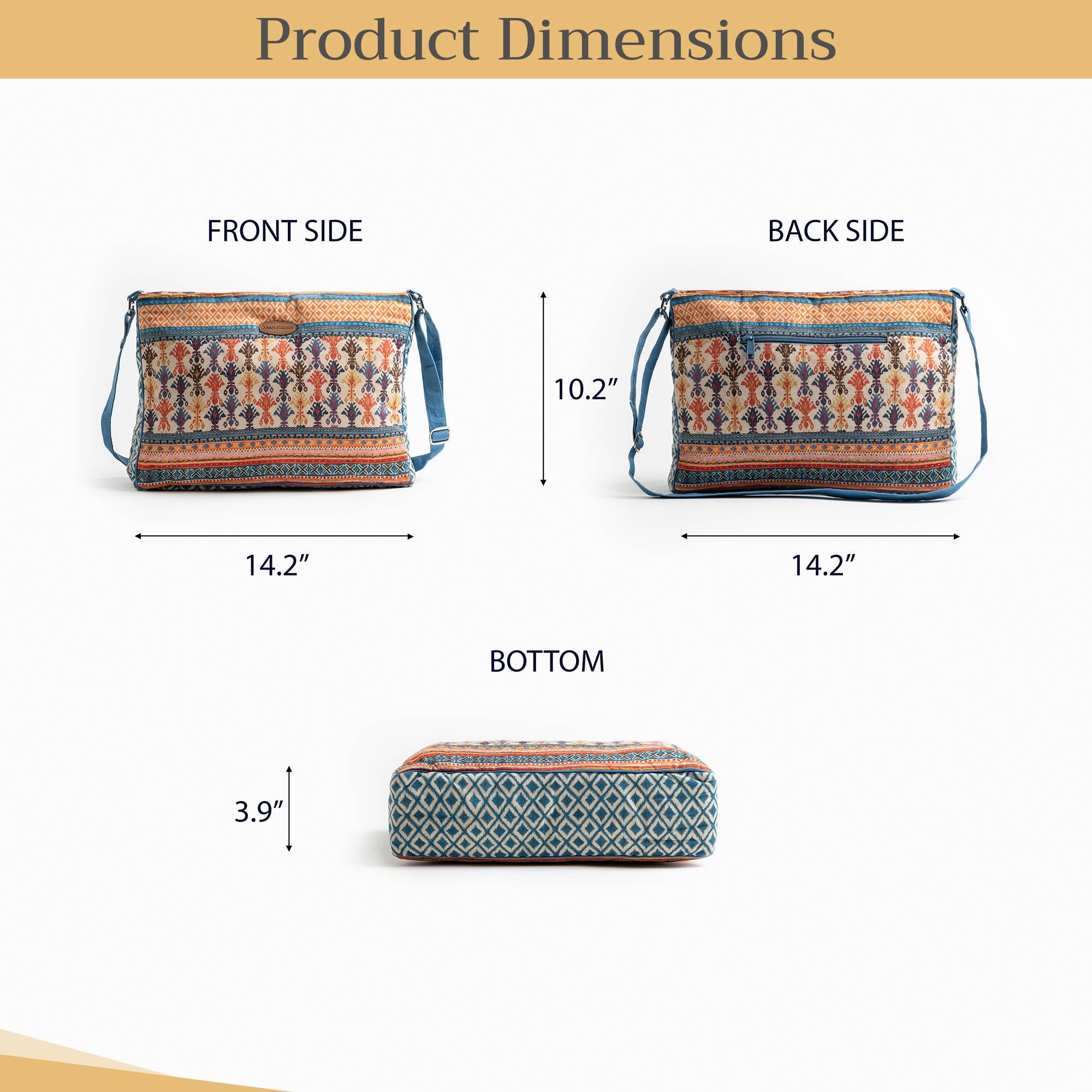 Maison d'Hermine - Design in Every Thread - Wholesale Shoulder Bag - Unisex - Hand Bag 100% Cotton for Everyday/Daily Use - Ikat - Dikat4