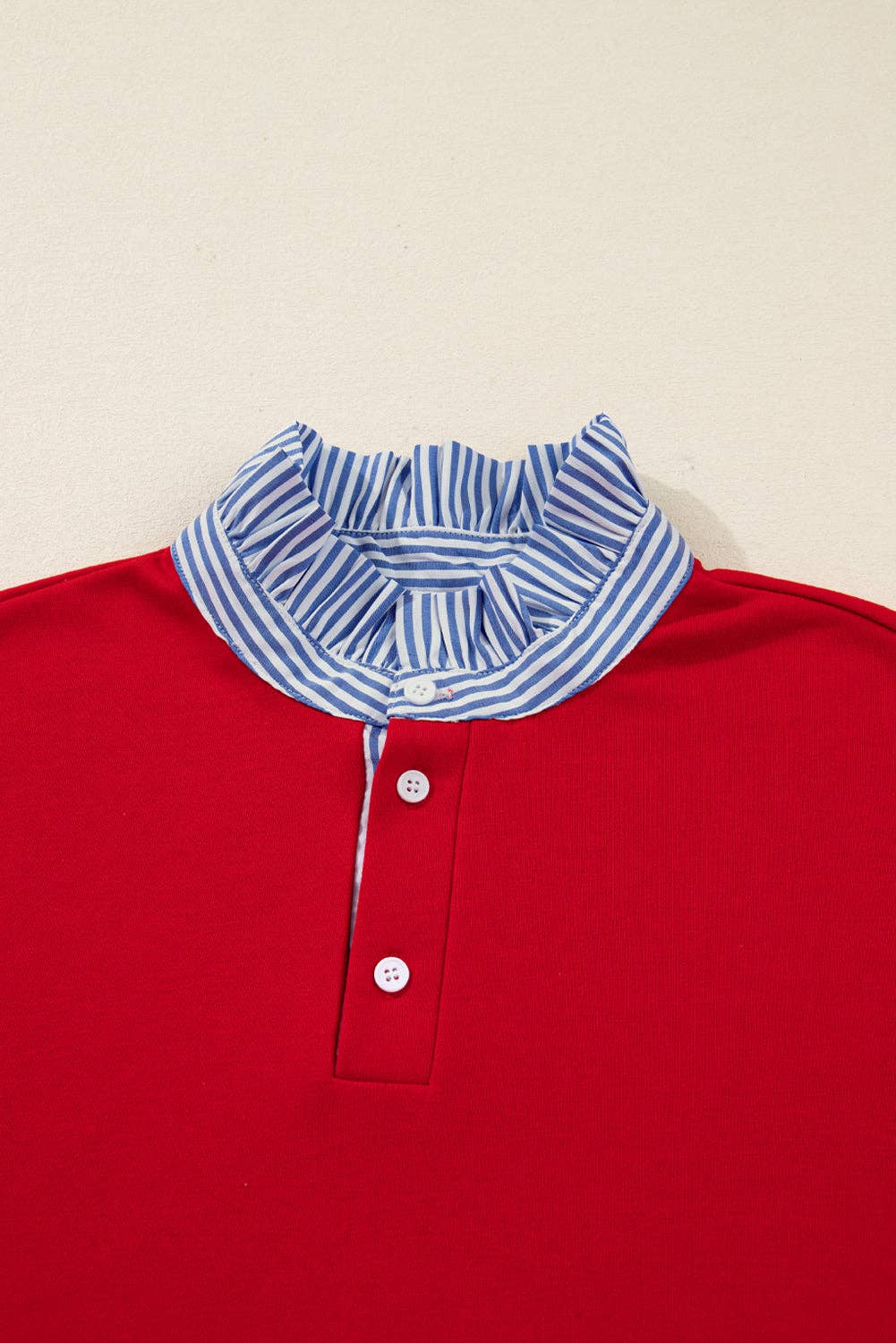 Racing Red Stripe Patchwork Collar Bow Sweatshirt and Shorts Set for wholesale on Faire3