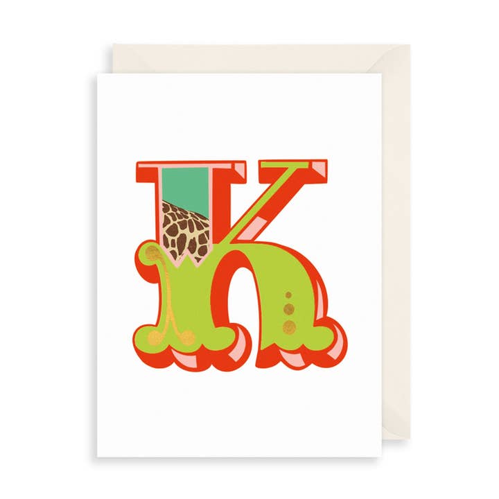 'K' Alphabet Greetings Card for wholesale by The Art File