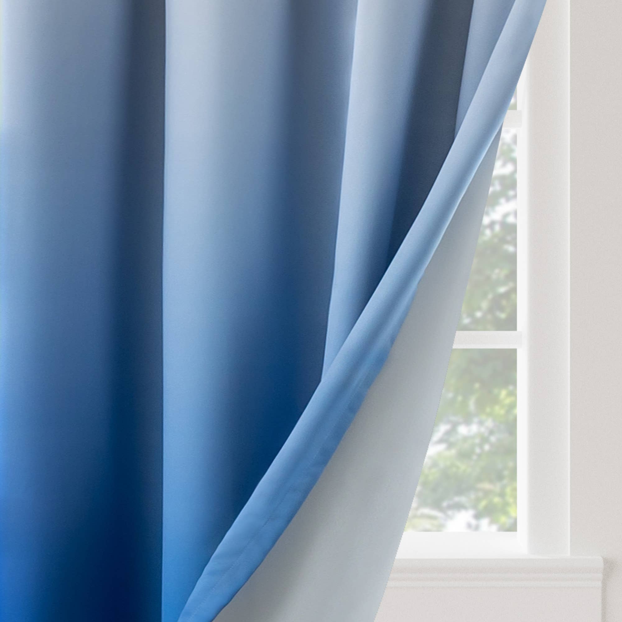 Blue Blackout Grommet Ombre Curtains Pair, Blue, 2 Panels for wholesale on Faire4