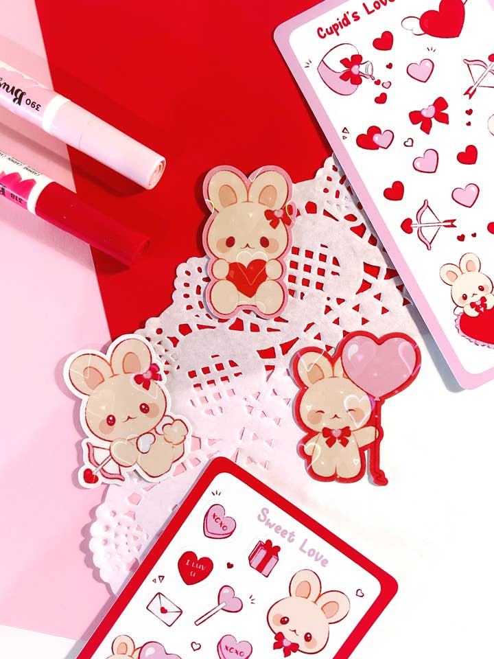 Pegatinas Holográficas "El Amor Está en el Aire" para venta al por mayor de BunnieBuns Studios