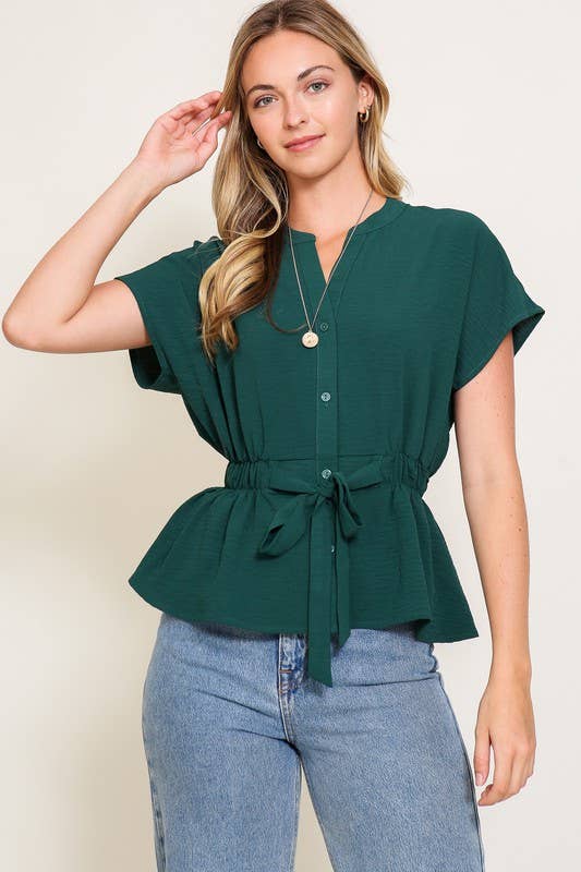 Vanilla Monkey - Wholesale Blouse - Women's - Button Down Long Sleeve V-Neck Top1