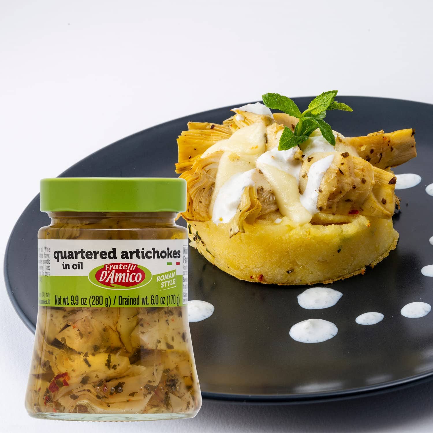 Wholesale Italian Food - Wholesale Pickled Vegetables - Fratelli D'Amico Quartered Artichokes In Oil "Roman Style", 9.9oz (280 g)3