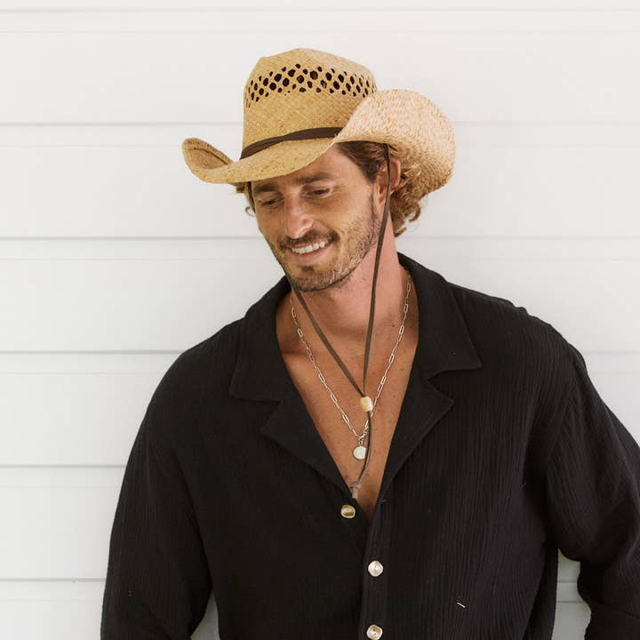 Natural Jasper Raffia Cowboy Hat for wholesale on Faire1