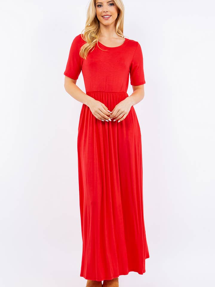 Celeste Clothing - Wholesale Dress - Women's - PLUS SIZE MODEST MAXI DRESS WITH POCKETS -CD23411T-PL32