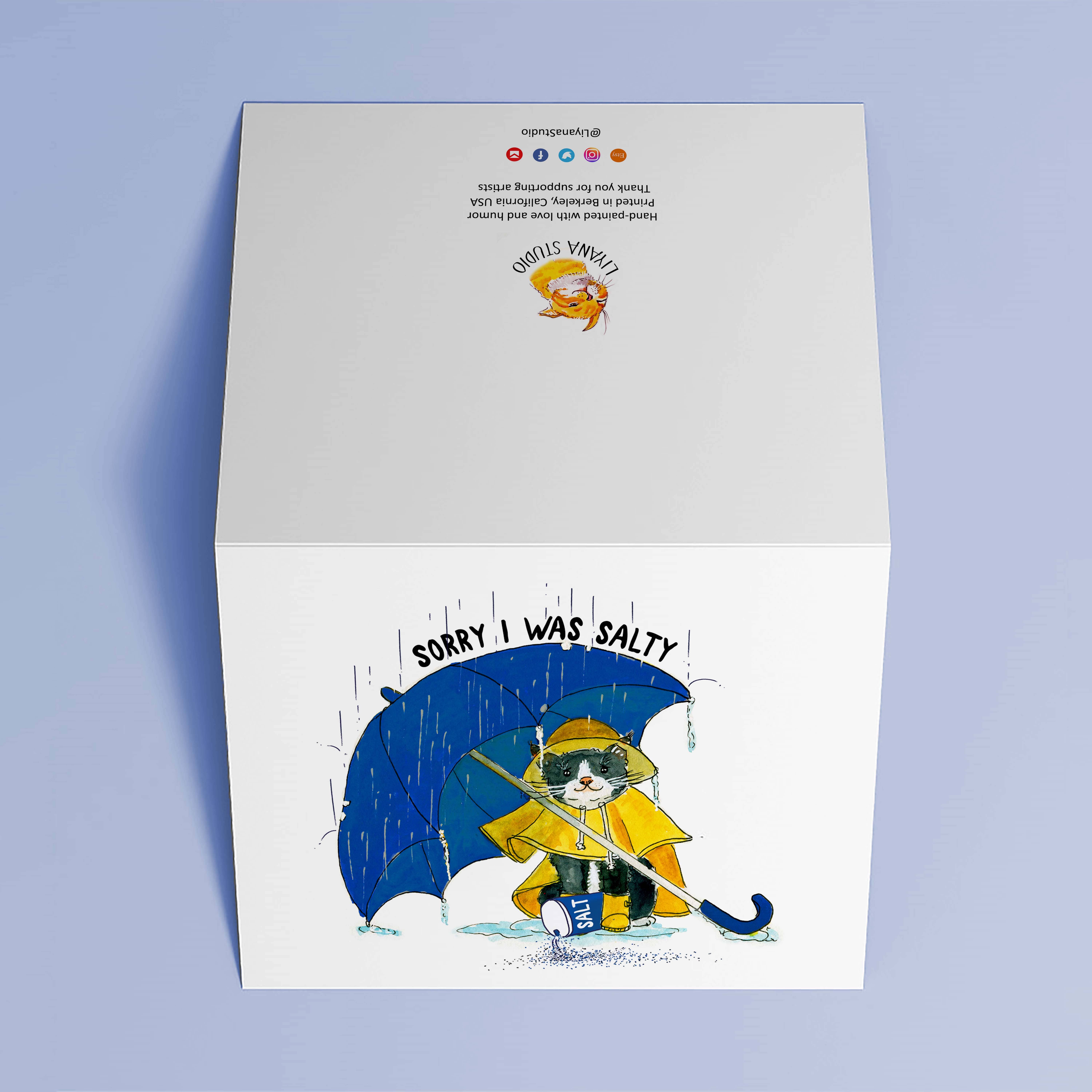 Liyana Studio - Wholesale Sympathy Card - Salty Cat Sorry Apology - Sympathy Card2