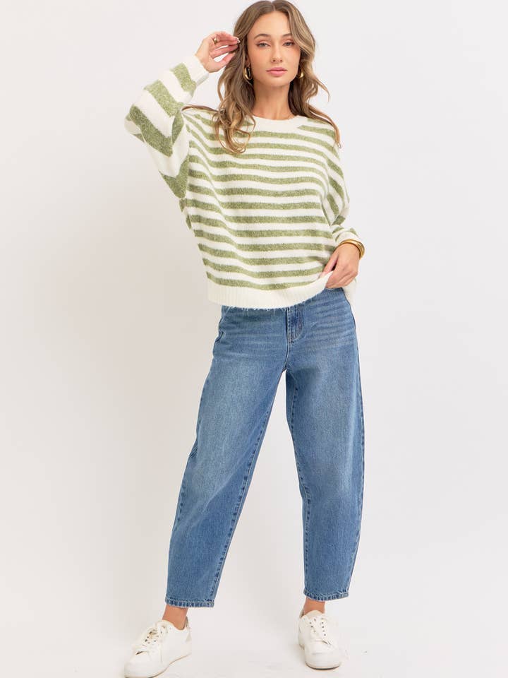 Sweet Lovely by Jen - Wholesale Knit Sweater - Women's - SOFT COZY EVERYDAY WARDROBE STRIPED KNIT SWEATER 16