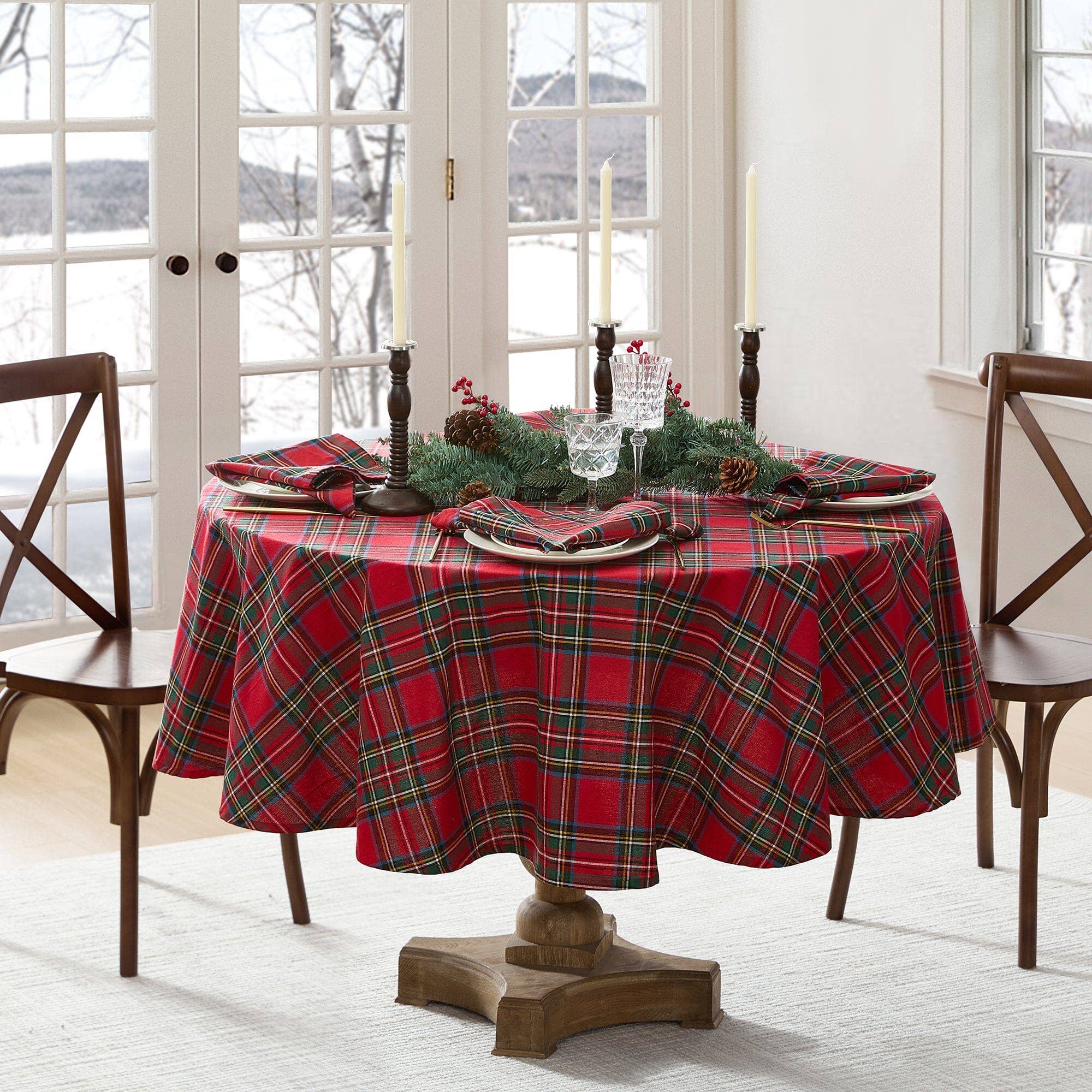 Threadmade Home - Wholesale Tablecloth - Stowe Tartan Holiday Plaid Cotton Christmas Tablecloth7