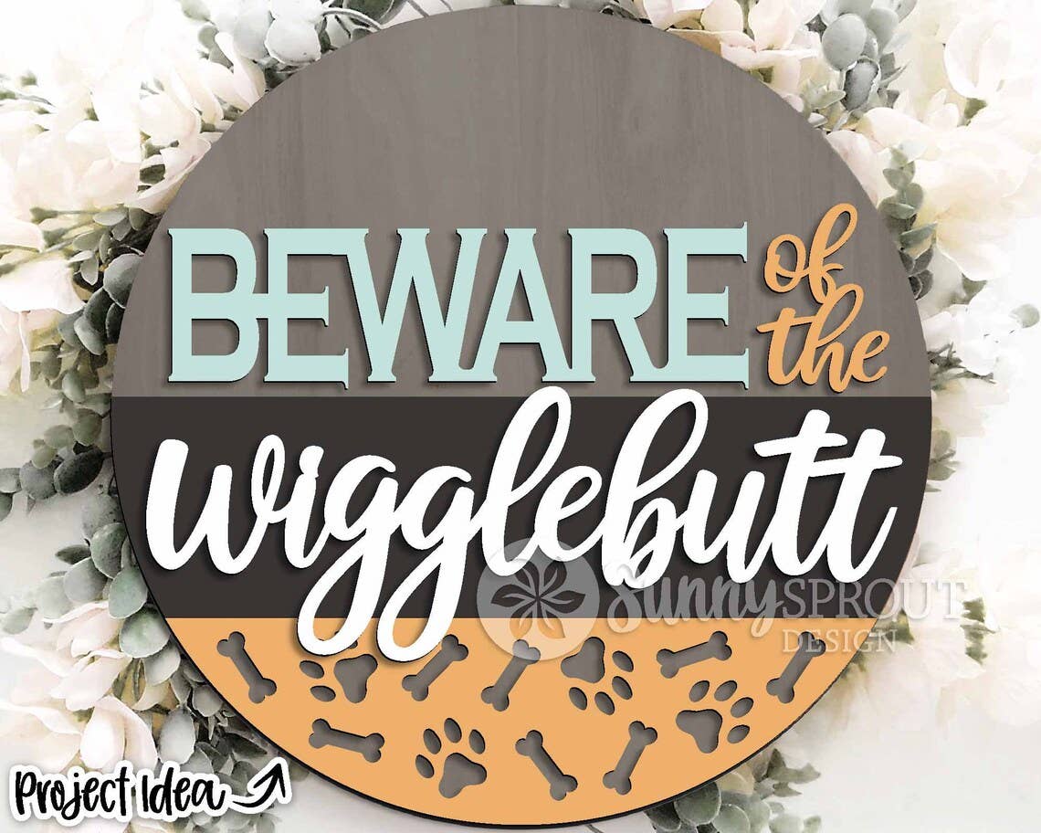 Kate's Blanks - Wholesale DIY Craft Kit - Animal- Beware of the Wigglebutts Door Hanger DIY | Wood 1