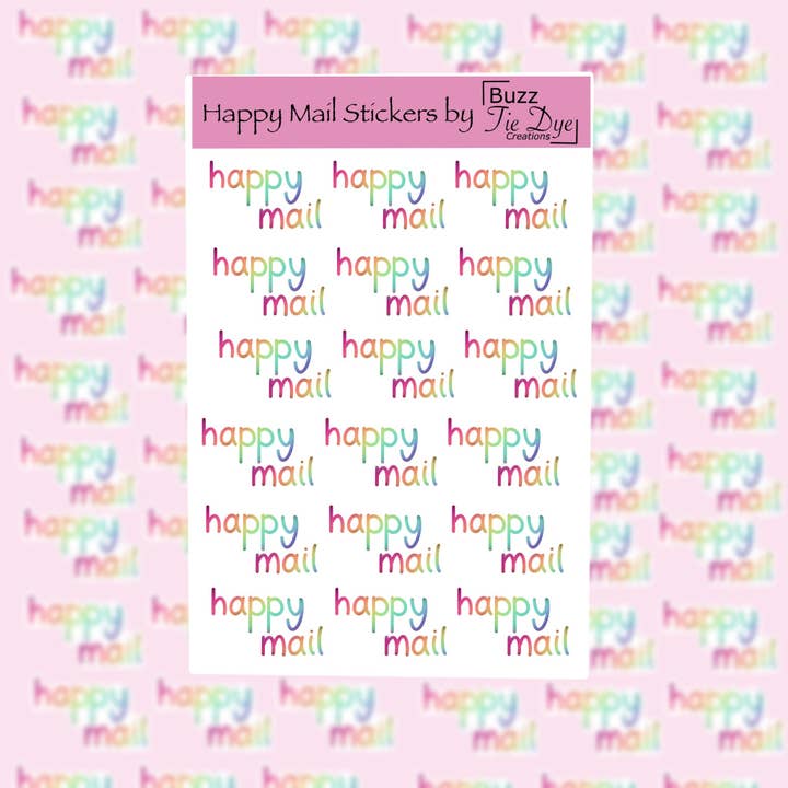 Buzz Tie Dye Creations – wholesale Sticker – Happy Mail Rainbow Sticker Sheet
