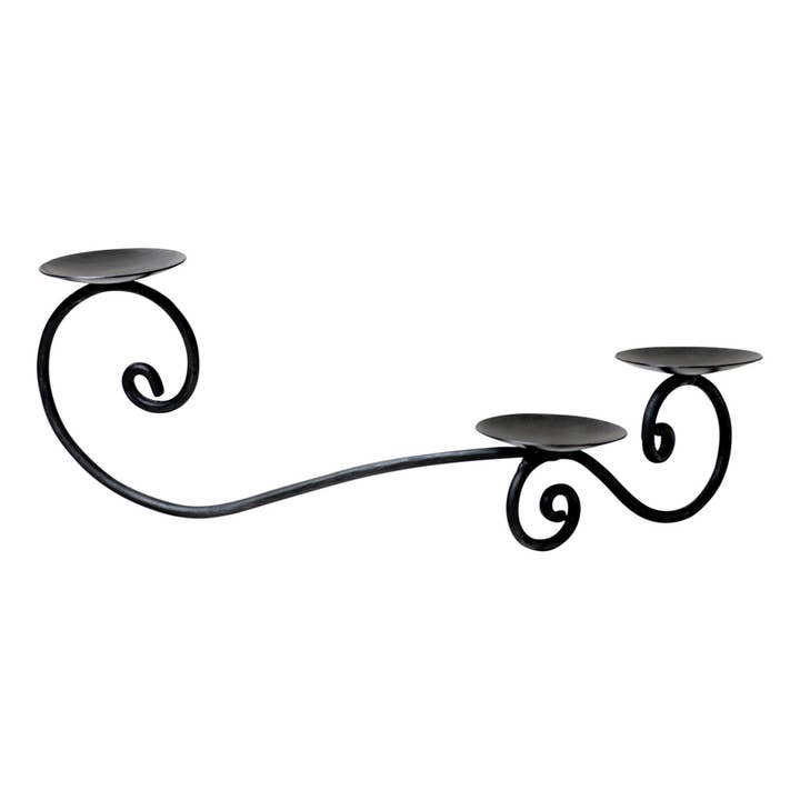 Irvin's Tinware - Wholesale Candle Holder - Wrought Iron 3-Pillar Candle Holder
