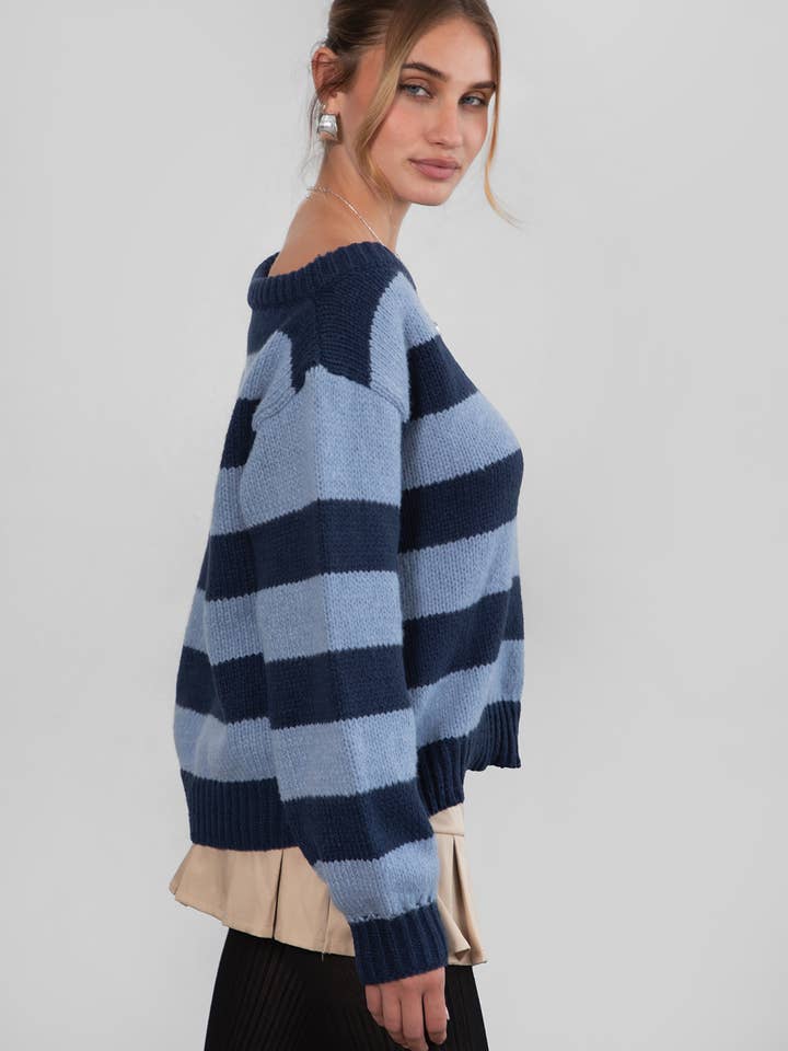 TICTOC – Großhandel Strickpullover – Damen – MADDEE Schulterfreier Rugby-Strickpullover mit Oversize-Passform6