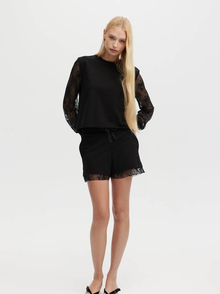 ELIZA LACE - High Waisted Sweatshorts for wholesale by CHRLDR