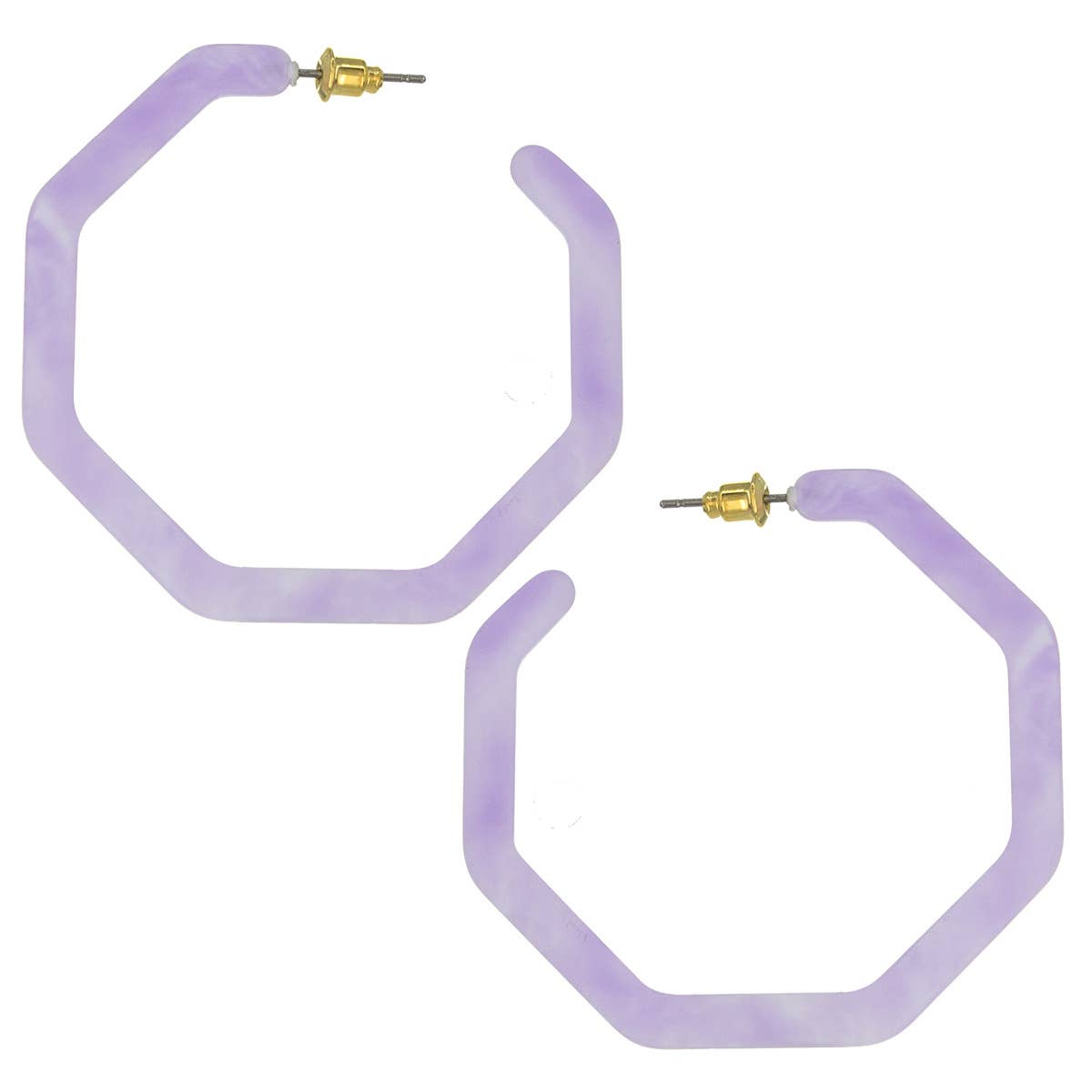 Suzie Q USA - Wholesale Hoop Earrings - Acrylic Octagon Shape Open-End Hoop Earring1