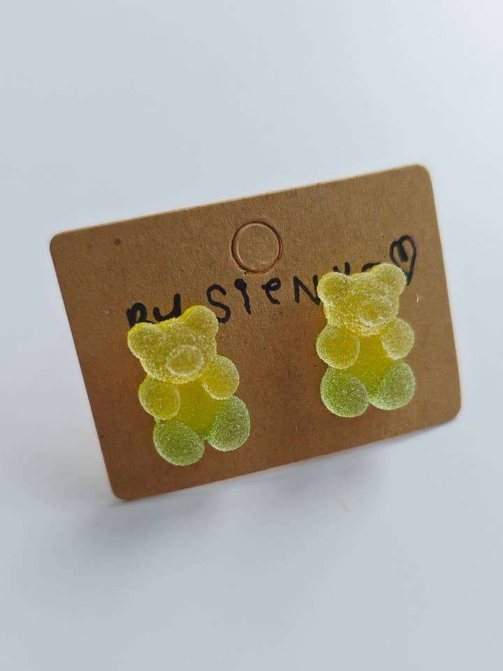 Sour Yellow Gummy Bear Earrings for wholesale by Petite Sips & Sweets