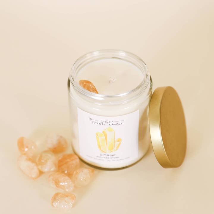 JaxKelly Candles - Wholesale Jar/Filled Candle - Crystal Candles - Citrine1