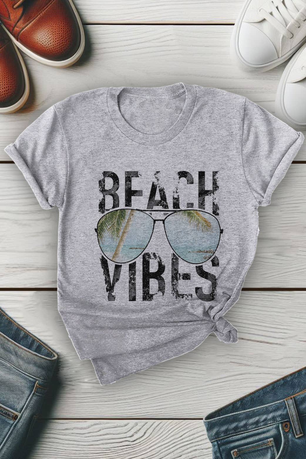 Top Avenue - Wholesale T-shirt met print - Dames - Beach Vibes, uniseks T-shirt met ronde hals2