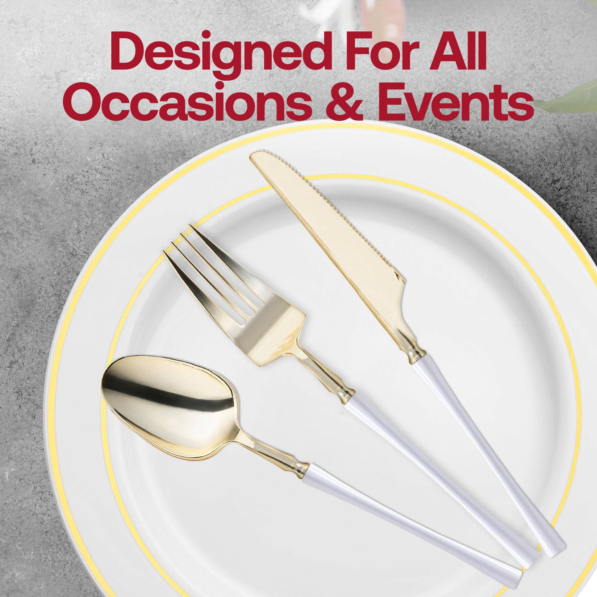 Smarty had a Party - Vendita all'ingrosso Set di posate assortite - Set di posate in plastica moderno oro con manico bianco - 20 ospiti5