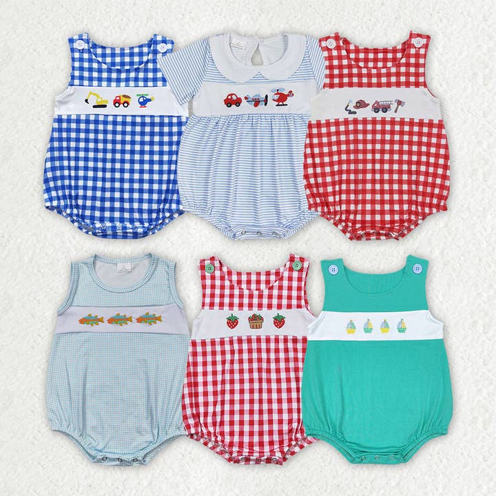 Sibling Baby Infant Boys Cute Summer Rompers for wholesale by Aier Wholesale