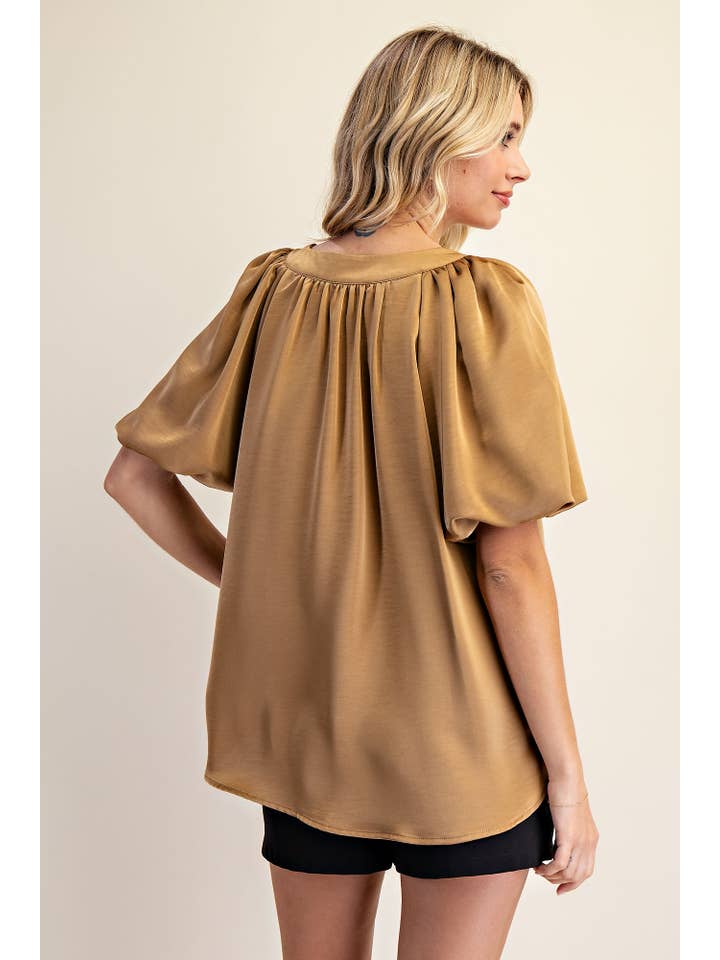Glam - Wholesale Blouse - Women's - V-Neck Puff Sleeve Top10