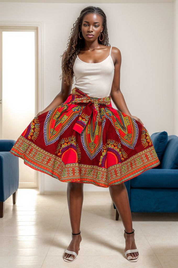 KaraChic – Saia - Mulher por atacado – Saia Ankara 100% Algodão com Estampa Dashiki Africana3