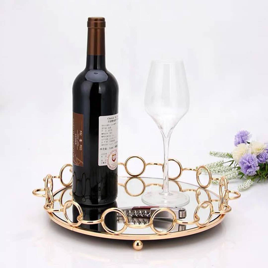 SOGA International Pty Ltd - Wholesale Decorative Tray - SOGA 33cm Round Organiser with Handles2