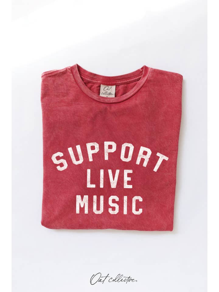 OAT COLLECTIVE - Wholesale Screen Printed T-Shirt - Women's - SUPPORT LIVE MUSIC Mineral Graphic Top6