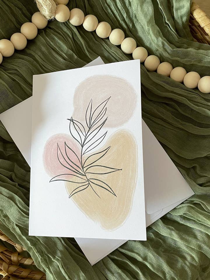 Cartão de ilustração de folhas de sálvia abstratas por atacado de Daisy & Joy Design