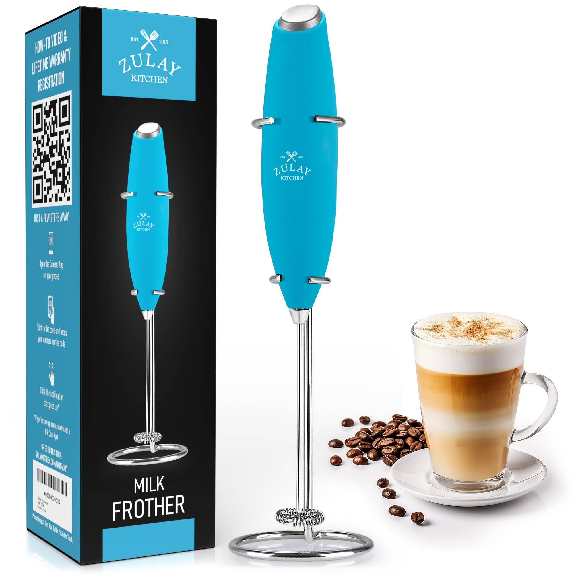Zulay Kitchen - Wholesale Kitchen Tool/Gadget - Powerful Handheld Milk Frother - With Stand3