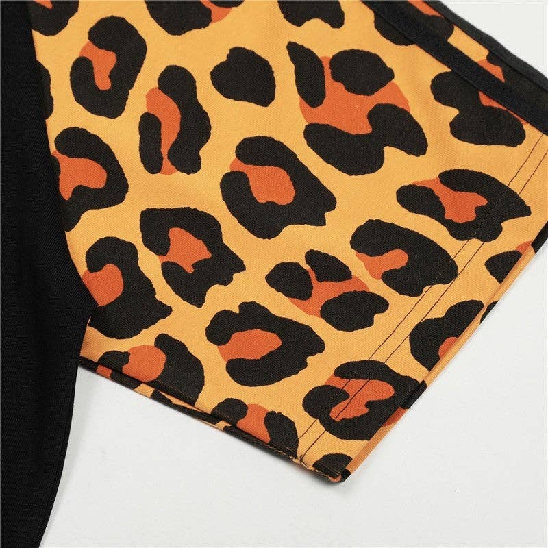 OceanusSwim – wholesale Screen printed t-shirt – Women′s – Leopard Print Spliced Raglan Sleeve T-Shirt2