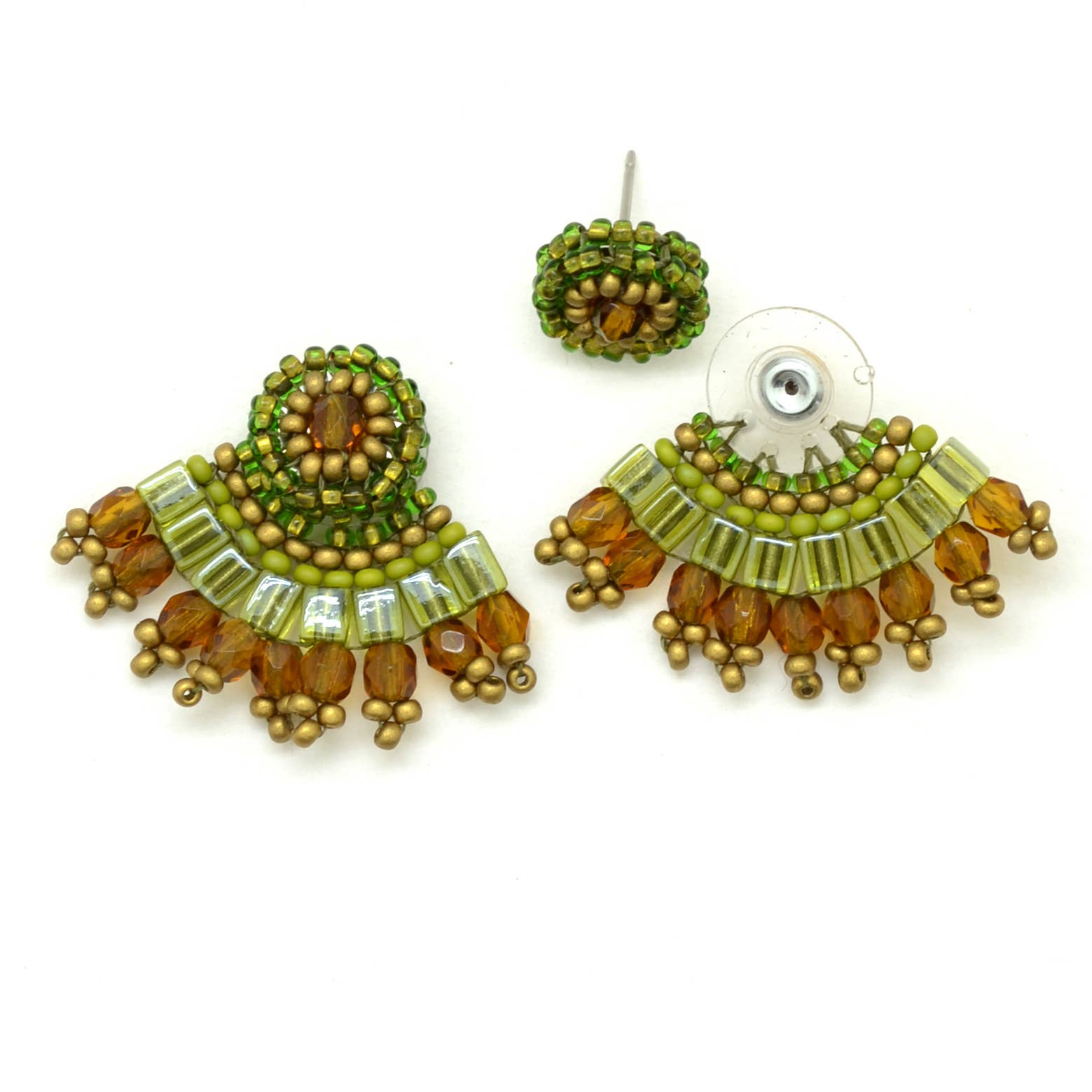 Dunitz & Company - Wholesale Dangle Earrings - Glass Bead Fan Ear Lobe Hugger Earrings - Handmade6