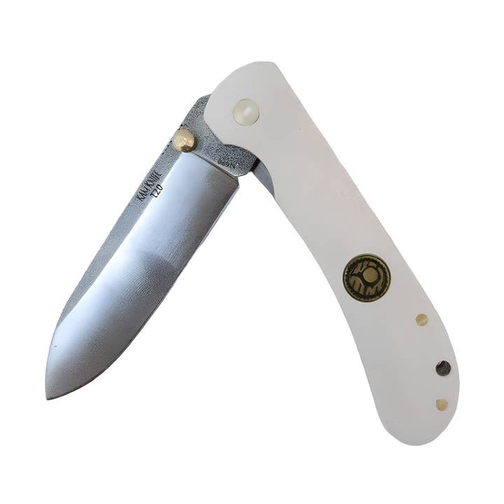 Kam Knife - T20 - N690 Steel - White Handle for wholesale by FEVUP CO.
