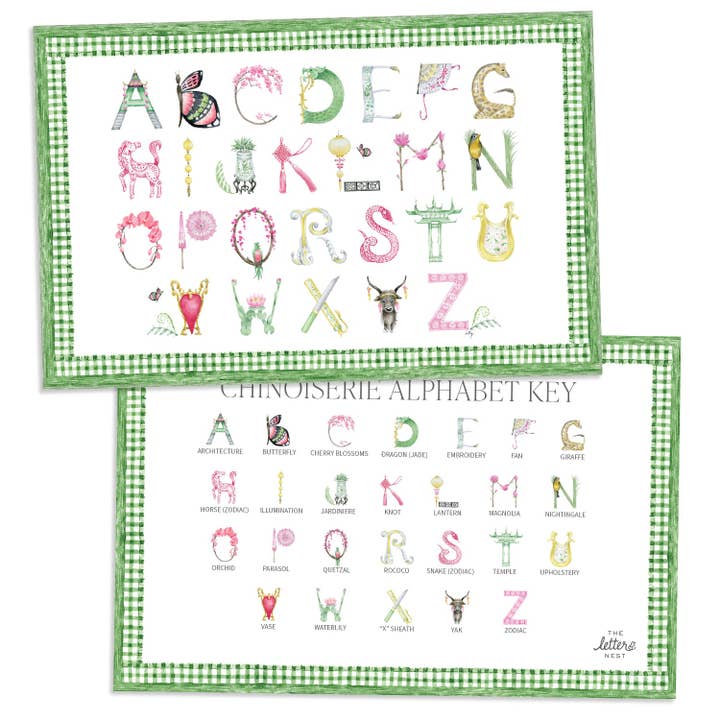Chinoiserie Alphabet Placemats for wholesale by The Letter Nest