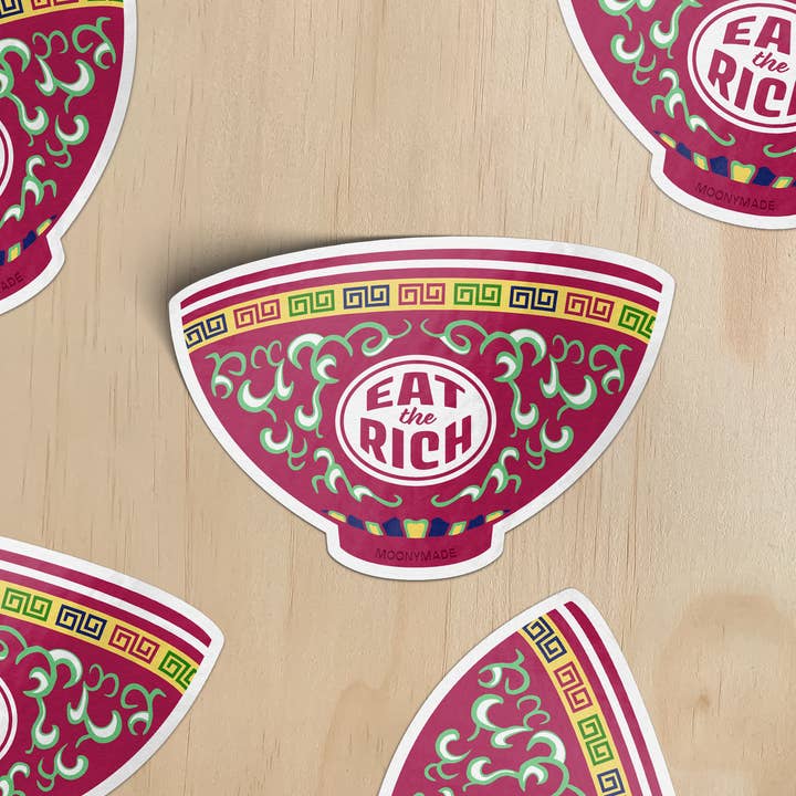 Moonymade - Wholesale Sticker - Eat the Rich Mun Shou Porcelain Bowl Vinyl Sticker1