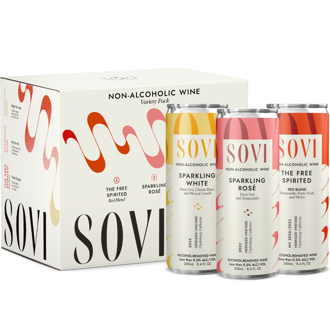 Sovi Wine Co. - Wholesale Non-Alcoholic Spirits/Wine/Beer - Variety 6-Pack Cans - Non-Alcoholic Wine1