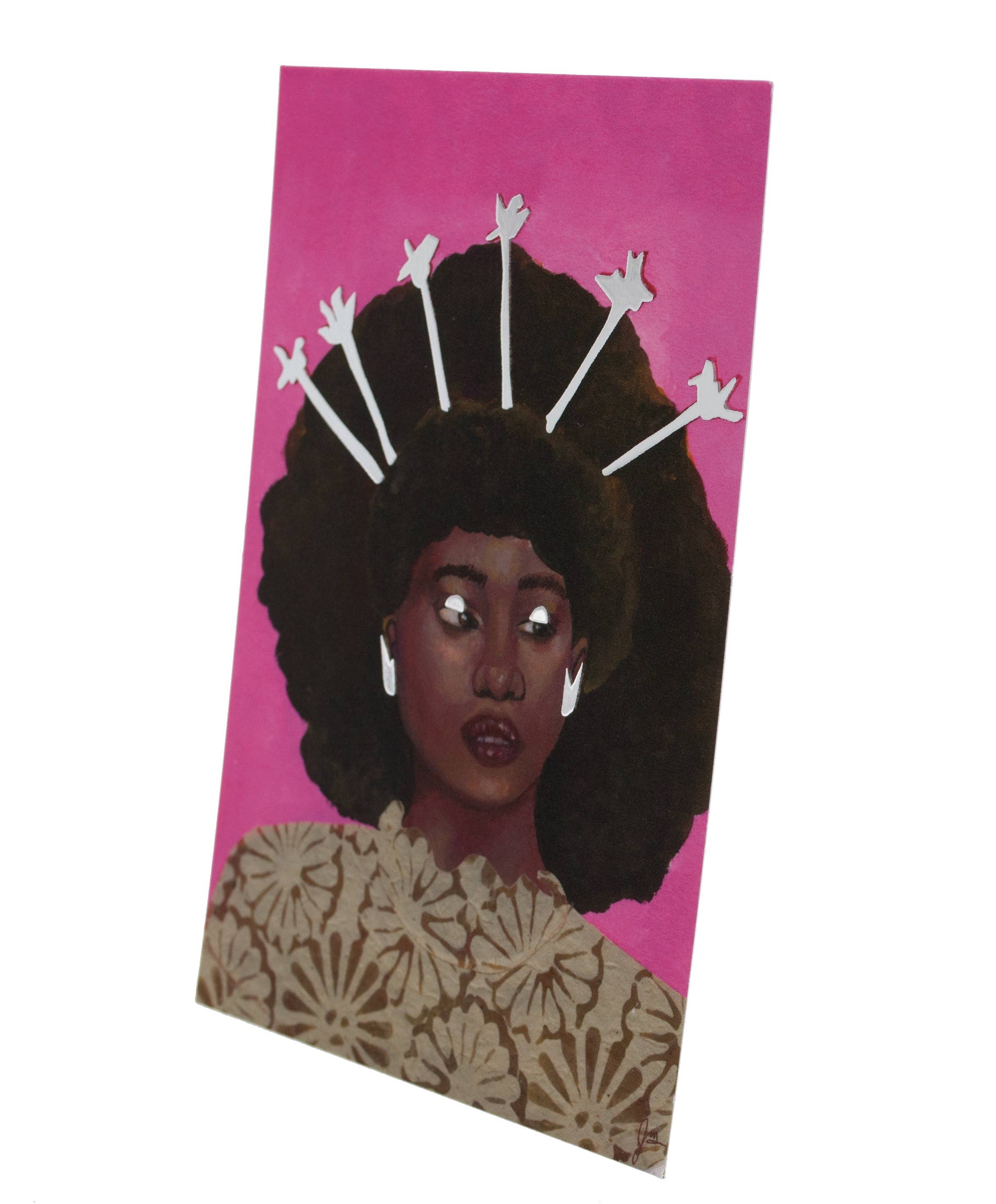 The Monarq - Wholesale Everyday Greeting Card - Silver Foil Art Card: Portrait 52