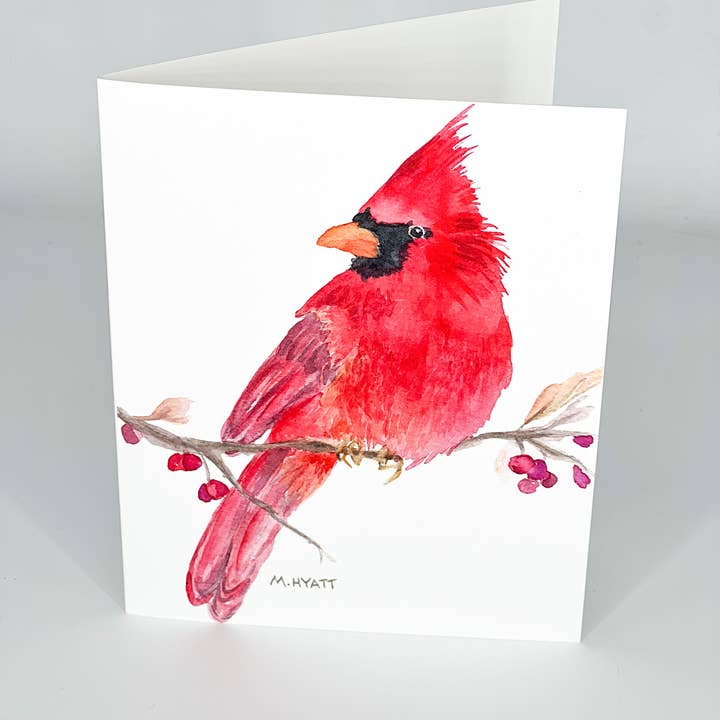 Melissa Hyatt - Wholesale Everyday Greeting Card - "Red Cardinal" watercolor greeting card