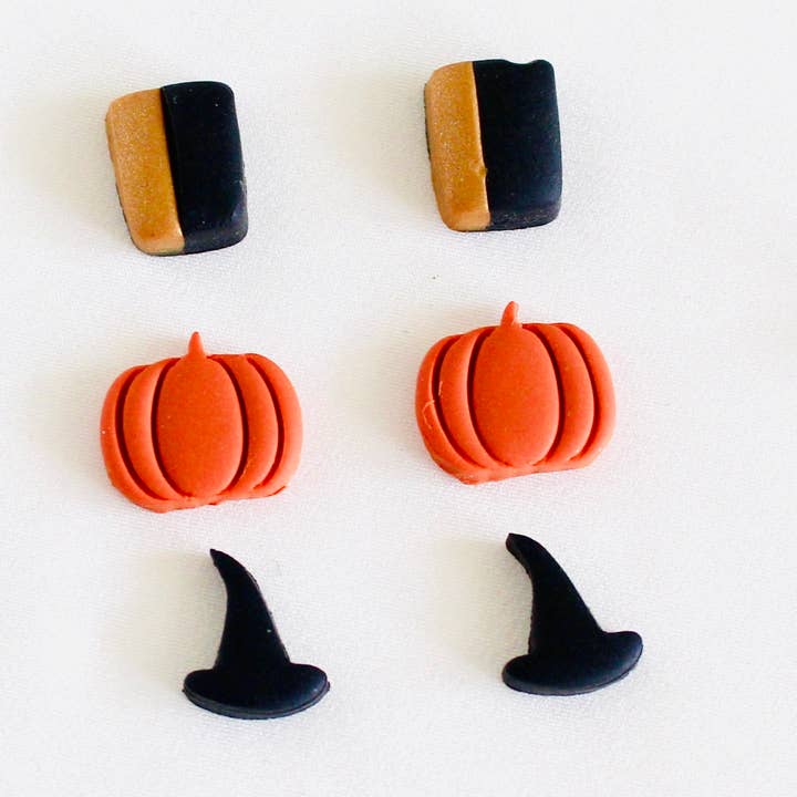 Clay earrings | Halloween stud pack | pumpkin clay stud pack for wholesale by PERNAZ JEWEL