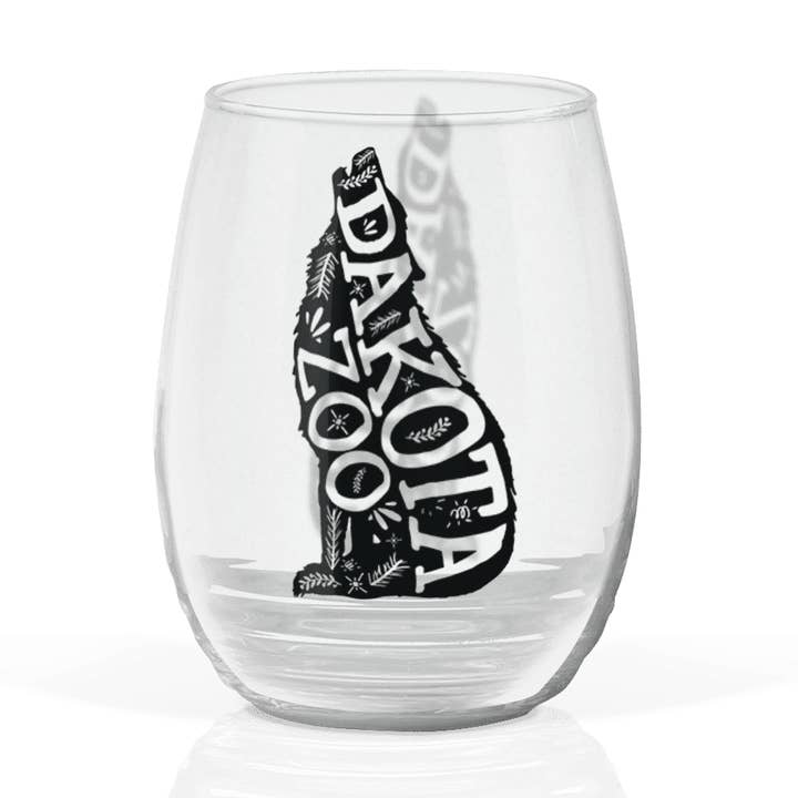 Verre à vin personnalisable en verre givré 17 oz : Standing Wolf pour la vente par Matrix