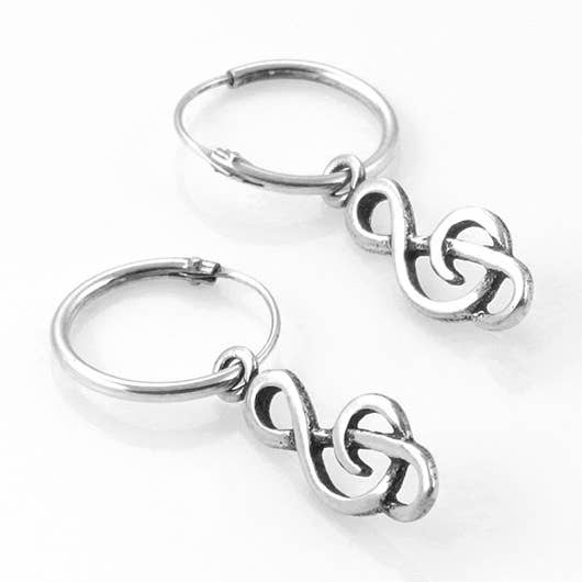 Treble Clef Hoop Earring in Silver for wholesale by El Expreso de Oriente